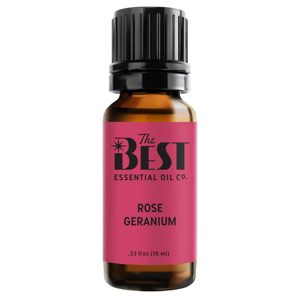 The Best Rose Geranium Oil bottle for diffusion and calm ambience.