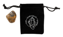 The Chrysalis Stone Black Moonstone tumbled stone ready for daily self-confidence rituals.
