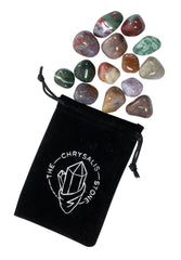 The Chrysalis Stone Fancy Jasper stones in mauve and lilac hues for serenity.