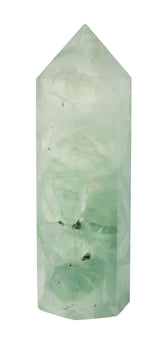 The Chrysalis Stone fluorite point close-up shows swirling colors for meditation.