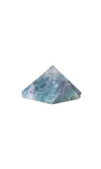 The Chrysalis Stone fluorite pyramid mini base view highlights colors for mindful focus and calm
