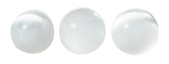 The Chrysalis Stone selenite sphere in meditation scene suggests chakra balance and mindful focus