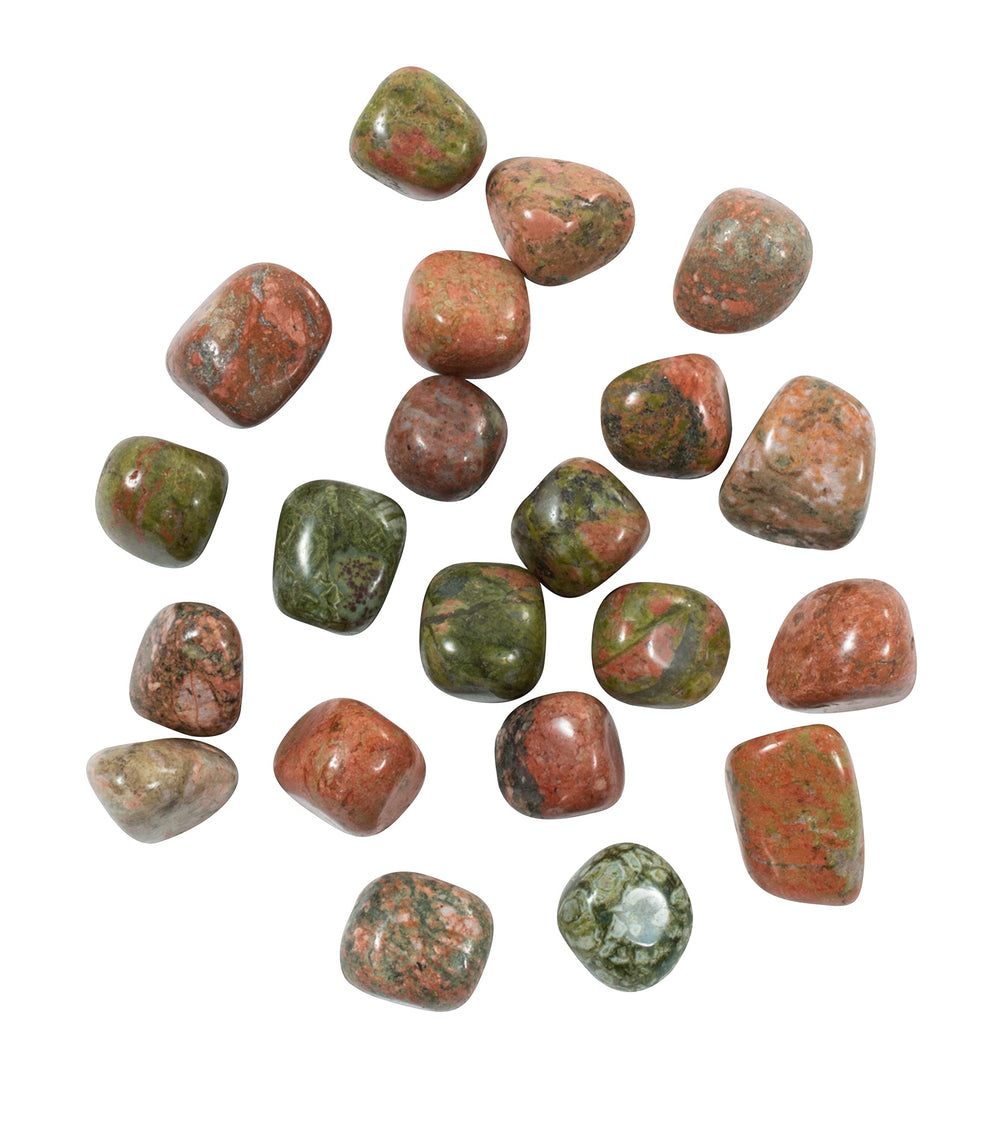 The Chrysalis Stone Unakite Jasper tumbled stones with olive green and pink hues for meditation