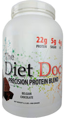 The Diet Doc Precision Protein Blend Belgian Chocolate front packaging with premium grass-fed protein