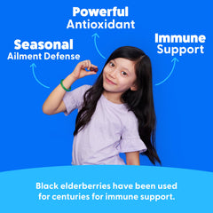 The Feel Great immunity kids bottle packaging emphasizes vegetarian formulation for families.
