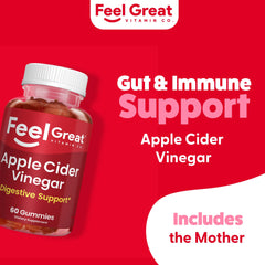 Close up of The Mother on the ACV Gummies label highlighting digestive support