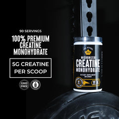 The Fittest Ever creatine scoop beside glass, supports steady energy during workouts