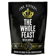The Fittest Ever Whole Feast beef protein bottle with butter vanilla flavor for post-workout fueling