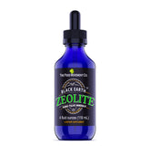 The Food Movement Co. Black Earth Zeolite bottle pour demonstrates easy daily dosing.