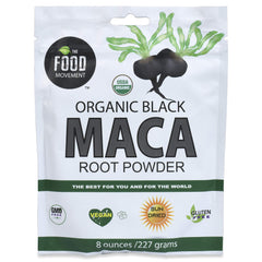 The Food Movement Co. Black Maca powder bottle supports daily energy and balance.