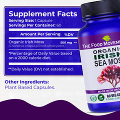 The Food Movement Co Irish Sea Moss capsules ready for daily use.