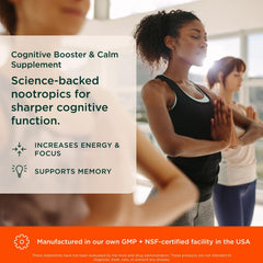 The Genius Mindfulness pills closeup emphasizes veggie capsules for daily wellness.