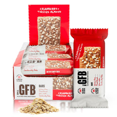 The GFB Cranberry Toasted Almond Bar stacked for a protein-packed snack.