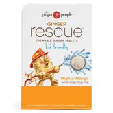 The Ginger People Ginger Rescue mango chewables front packaging shows kid-friendly flavor.