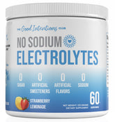 The Good Intentions Club Low Sodium Electrolytes bottle for daily hydration.