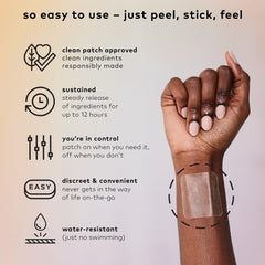 Close-up of The Good Patch Dream Patch on skin for discrete nighttime wear.