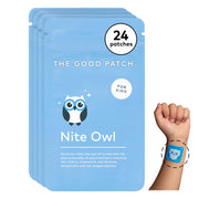 The Good Patch Nite Owl patch on a child's wrist for bedtime routine.