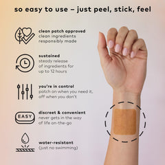 The Good Patch Relax patches closeup showing natural ingredients and design.