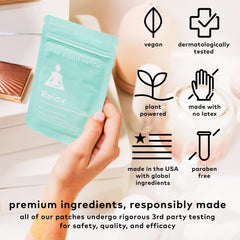 The Good Patch Relax patches discreet use on skin during travel.