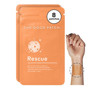 The Good Patch Rescue Recovery Patch pack open for post-night-out routine.