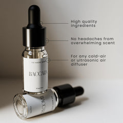 Magic Scent Baccara diffuser oil creates in-room ambiance with amber-woody notes.