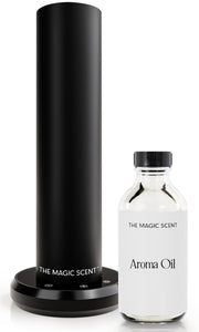 The Magic Scent bluetooth tower diffuser front view, quiet performance for home or office