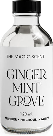 The Magic Scent Ginger Mint Grove diffuser oil bottle for relaxing home fragrance.