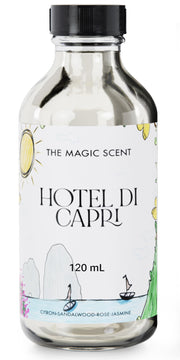 The Magic Scent Hotel Di Capri diffuser oil bottle showcases premium scent for elegant rooms.