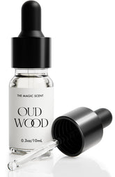 The Magic Scent Oud Wood diffuser oil bottle ready to diffuse warm woody notes at home
