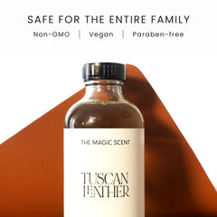 Cap close-up on The Magic Scent Tuscan Leather diffuser oil.
