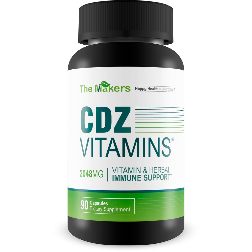 The Makers CDZ Vitamins bottle showcases a comprehensive immune support blend for daily wellness.