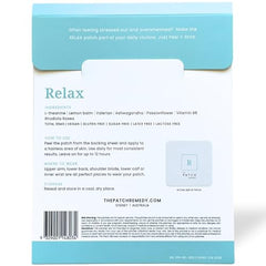 The Patch Remedy Relax Patch package and box front highlight kit contents.