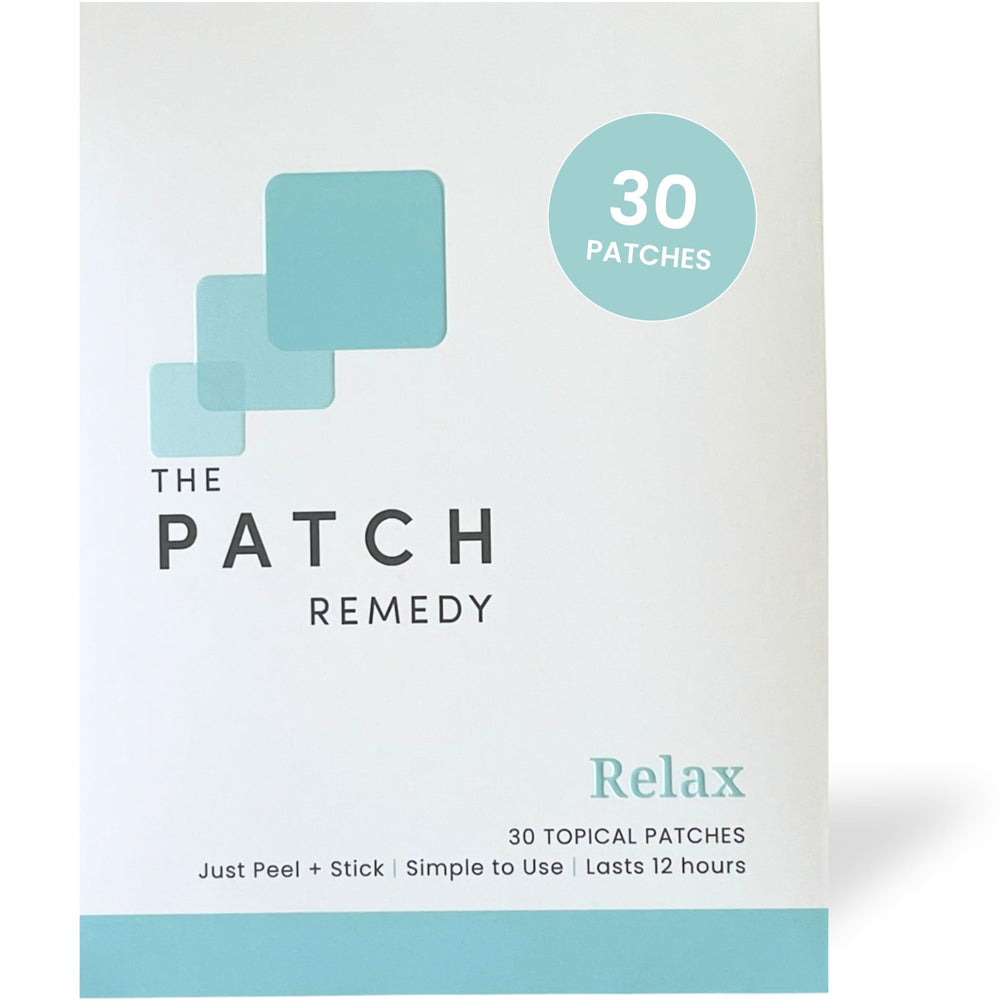The Patch Remedy Relax Patch packaging shows a discreet travel friendly option.