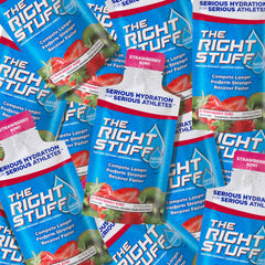 The Right Stuff measuring scoop beside strawberry kiwi concentrate.
