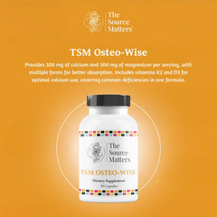 Osteo-Wise bottle label close-up shows minerals for bone health.