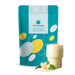 THE VEGAN vanilla protein powder bottle for smooth daily shakes