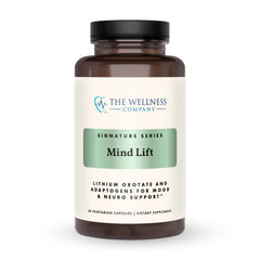 Mind Lift by The Wellness Company bottle front with 60 capsules for mood and focus