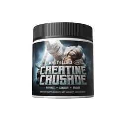 The Whey of The Lord Creatine Crusade powder bottle for strength and muscle growth support.
