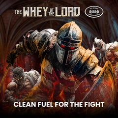 The Whey of The Lord Divine whey protein isolate packaging on shelf with clean label.