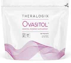 Theralogix Ovasitol powder packet for a 90-day supply supports convenient daily use.