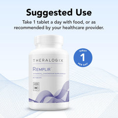 Theralogix Remplir tablets close-up showing methylated B12 and chelated magnesium.
