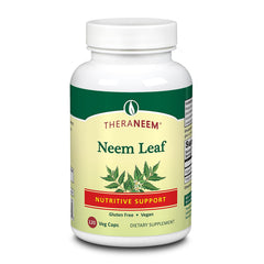 TheraNeem Neem Leaf Capsules bottle for daily vegan, gluten-free nutritive support and skin health from within