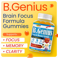 Therefore B.Genius gummies pour highlights easy daily intake for school days and homework.
