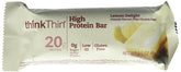 ThinkThin Lemon Delight bar packaging, highlighting high protein and zero sugar for a post-workout snack