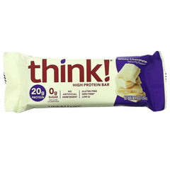 ThinkThin white chocolate bar serving on plate, post-activity bite ready