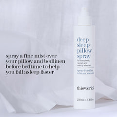 THISWORKS Deep Sleep Pillow Spray mist on linen promotes calm and quicker sleep onset.
