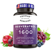 Thomas' all-natural Remedies Resveratrol 1600mg bottle for daily antioxidant support.
