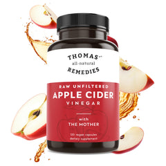 Thomas' all-natural Remedies apple cider vinegar bottle for daily wellness support.