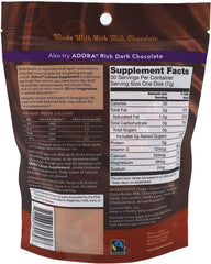 Thompson Adora milk chocolate package showcasing gluten-free, no corn syrup, no trans fats.
