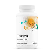 THORNE Advanced DHA bottle front with mint flavor and 60 gelcaps for daily use.